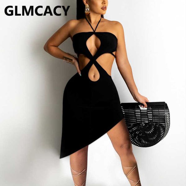 

women plus size halter cut out asymmetrical hem dress 210702, Black;gray