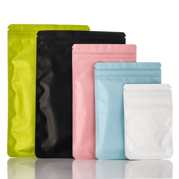 

100pcs double sided metallic mylar flat lock package smell proof heat sealable aluminum foil plastic zip bags pouches, Blue;pink