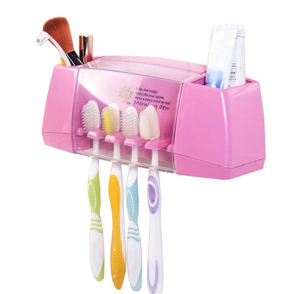 

bath accessory set 4 color multifunctional toothbrush holder storage box bathroom accessories sets wall stand toiletries toothpaste