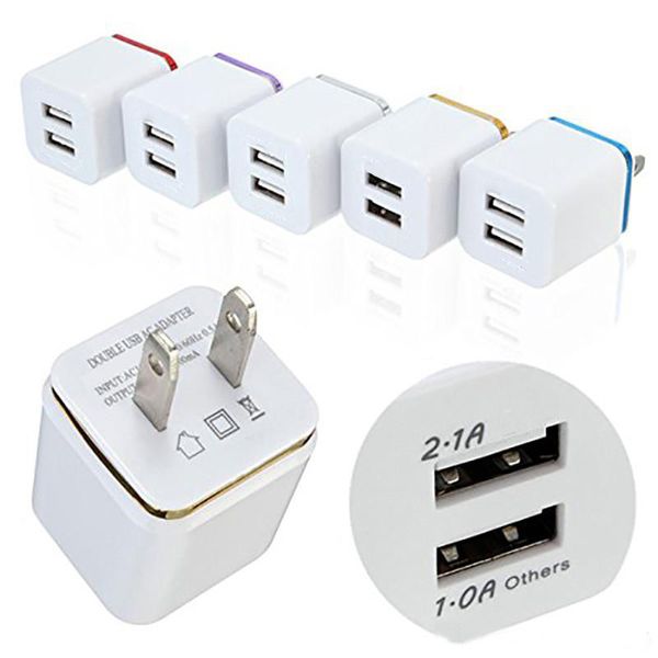 5V 2.1 + 1A Duplo USB AC Viagem EUA Carregadores de parede Plug Carregador duplo para Samsung Galaxy HTC Adaptador de telefone inteligente