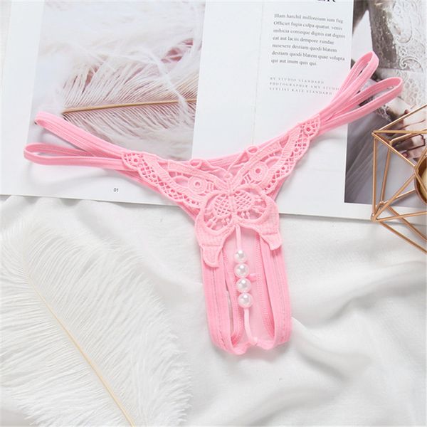 

women transparent temptation pearl lace seamless panties open crotch thongs g-string briefs lace seamless, Black;white