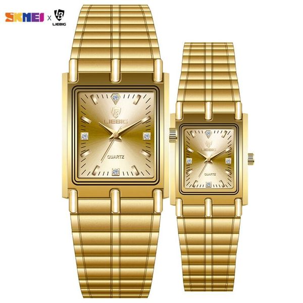 

wristwatches 2021 japan luxury golden watch for couple fashion quartz lovers men women watches relogio masculino l1018, Slivery;brown