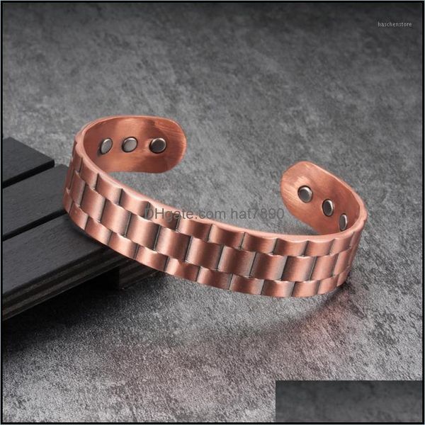 Gioielli Bangle Vinterly Braccialetti in rame puro per uomo Donna Bracciali regolabili con polsino largo Vintage Energy Magnetic Jewelry1 Drop Delivery 2021