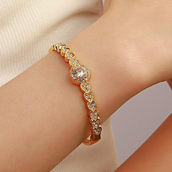 

charm bracelets european american zircon charms bracelet vintage full crystal for women & bangles personality jewelry gift, Golden;silver