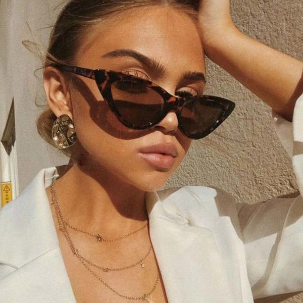 

vintage cat eye sunglasses women retro brand designer sun glasses female fashion leopard triangular ocean mirror oculosglasses wholesale gla, White;black