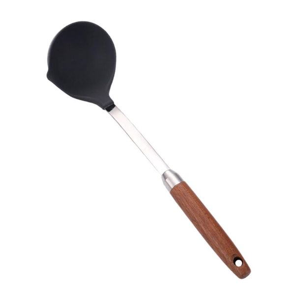 

spoons 1pc stainless steel silicone long handle soup ladle spoon