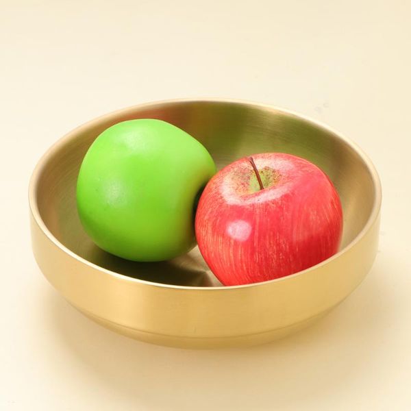 

19cm stainless steel golden double bowl of soup thick bibimbap noodle bowl(golden) bowls