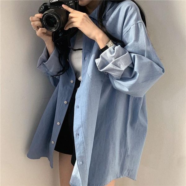 

women's jackets basic women denim loose simple korean long-sleeve -4xl casual college outwear spring long retro harajuku streetwear, Black;brown
