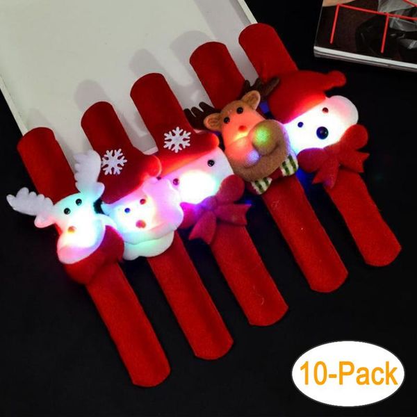 

christmas decorations 10pcs led xmas party decor slap bracelet/headband/glasses/brooch accessories electric steady on light