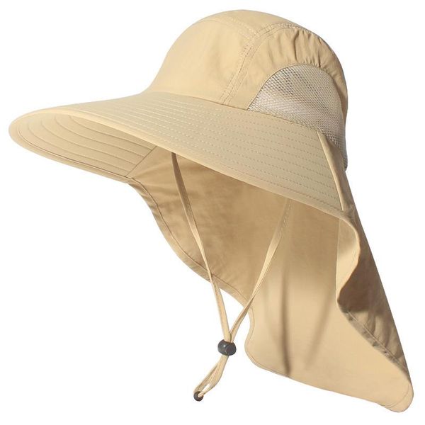 

wide brim hats men sun hat with neck flap adjustable chin strap breathable mesh side accessory, Blue;gray