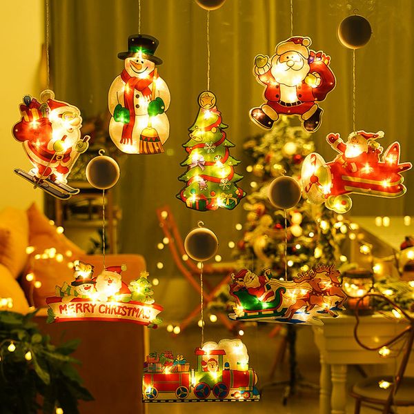 

santa snowman elk night light pendant christmas decoration holiday dress up shop window scene layout christmas tree pendant