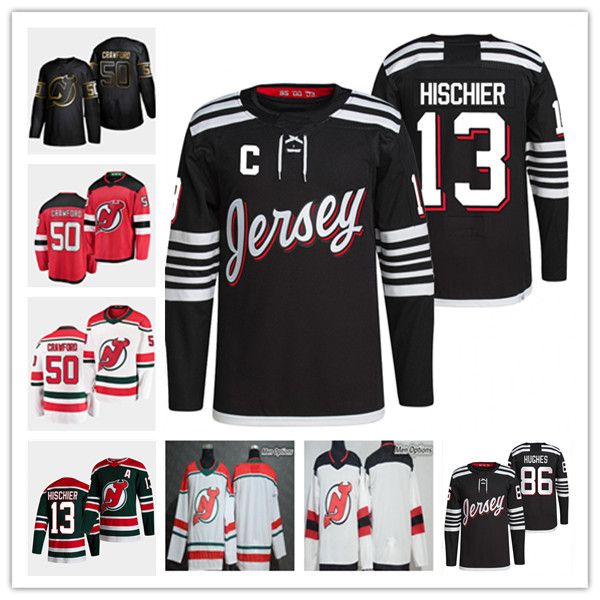 

2022 black new jersey devils jersey hockey jesper bratt dawson mercer andreas johnsson nico hischier pavel zacha dougie hamilton p.k. subban, Black;red