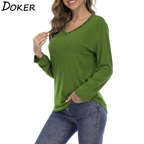 

womens large size v neck casual solid t shirt long sleeve oversized loose tee shirt femme fashion ladies 5xl ropa mujer 210423, White