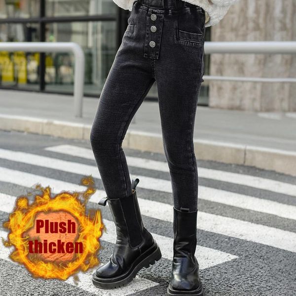 

girls leggings children winter cotton warm pants kids velvet thick solid color pants for 4 to 14 years old girl trousers clothes, Blue