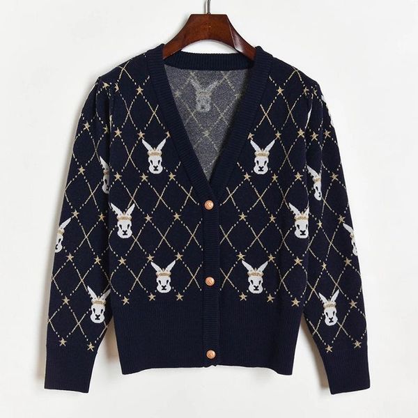 

women's knits & tees v-neck long-sleeved cardigan sweater high-waist slim-fit ladies print gold line decoration jacket women, White