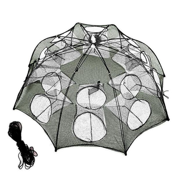 

strengthened 4-20 holes automatic fishing net shrimp cage nylon foldable crab fish trap cast folding network accessories