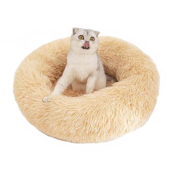 

kennels & pens pet kennel autumn and winter plush warm round cat mattress multi-color deep sleep non-slip dog bed supplies