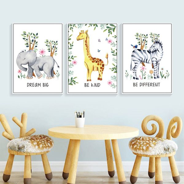 

unframed painting nordic decoration cartoon animal print art poster