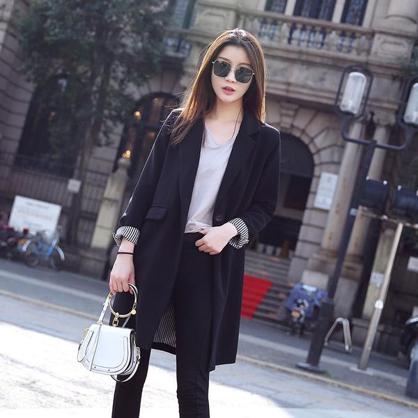 

women's suits & blazers 2021 spring ladies black suit design sense niche mid-length fashion casual jacket, White;black