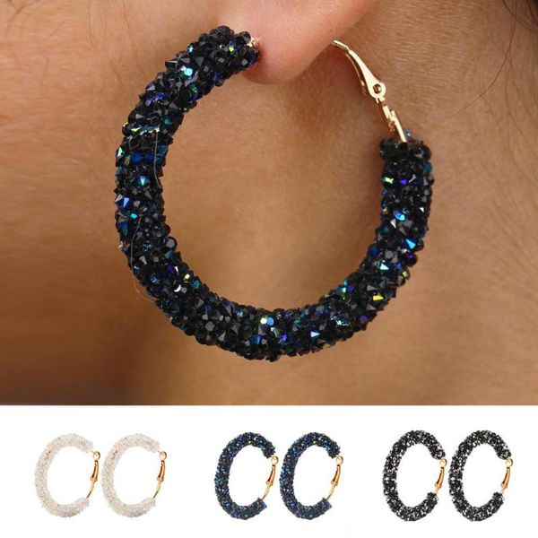 

hoop & huggie ypay vintage exaggerated crystal circle earrings for women fashion statement party jewelry yme947, Golden;silver
