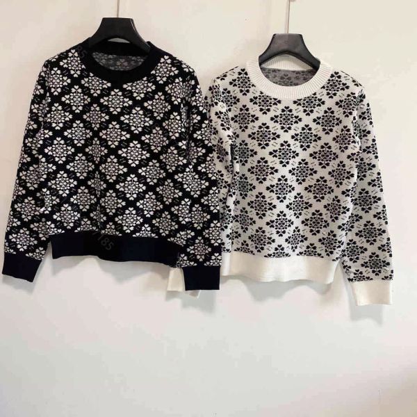 

designer clothes hoodie sweater women winter brand wool knitting hoodies coat logo flowers long sleeve high-end casual round neck pullover, White;black
