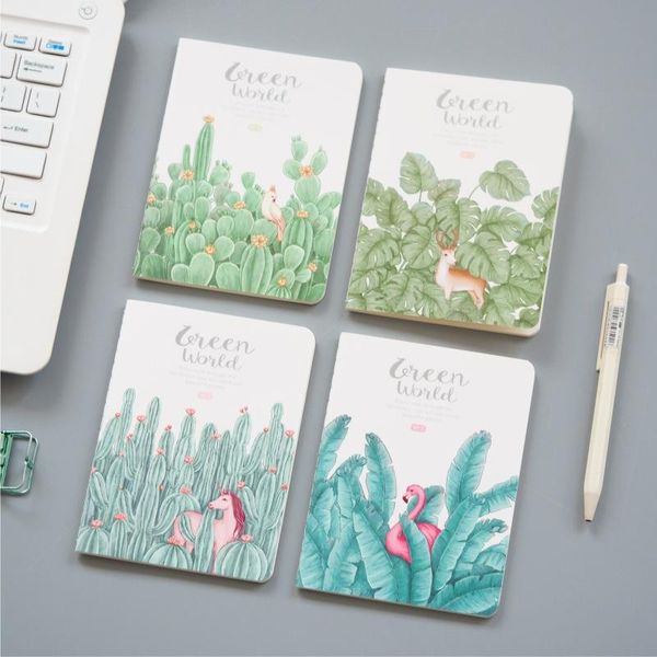 

4pc cute cactus flamingo 100 days schedule book todo list weekly planner notebook journal school supplies kawaii notepads, Purple;pink