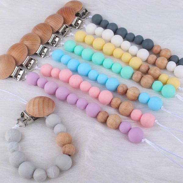 

pacifiers# born feeding pacifier baby wooden beaded clip chain nipple holder