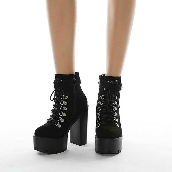 

boots stage buckle 2021 belt high soled night club performance shoes, Black