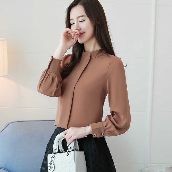 

autumn spring women fashion ladies long sleeve shirts casual chiffon blouse work wear office blusas femininas 210527, White
