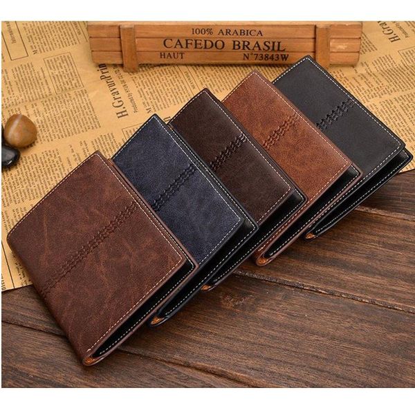 

wallets men leather wallet short slim male purses money holders bag, Red;black