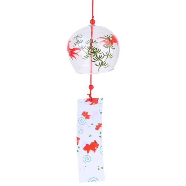 

1pc japanese-style simple wind chime creative glass bell indoor decor pendant gift for friends lovers parents (red goldfish decorative objec
