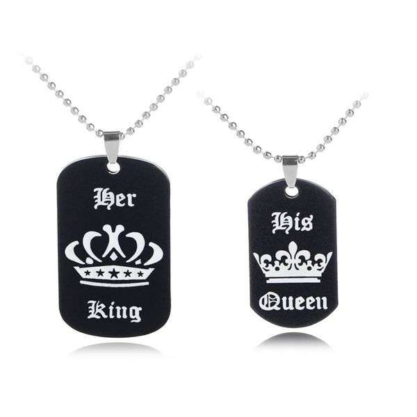 

black necklaces & pendants her king and his queen black titanium couple necklace stainless steel pendant gifts loves, Silver
