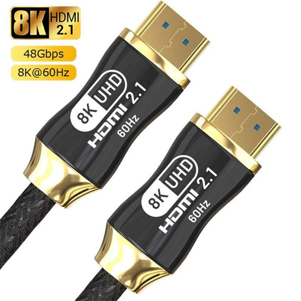 

audio cables & connectors 1m 1.5m 2m 3m 8k 60hz 2.1 cable 48gbps 3d vision high speed golden plated connection cord for ps3 ps4 tv lapto
