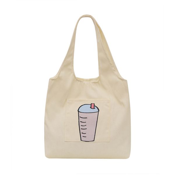 

3pcs stuff sacks women canvas leaf cup prints large capacity open handbag