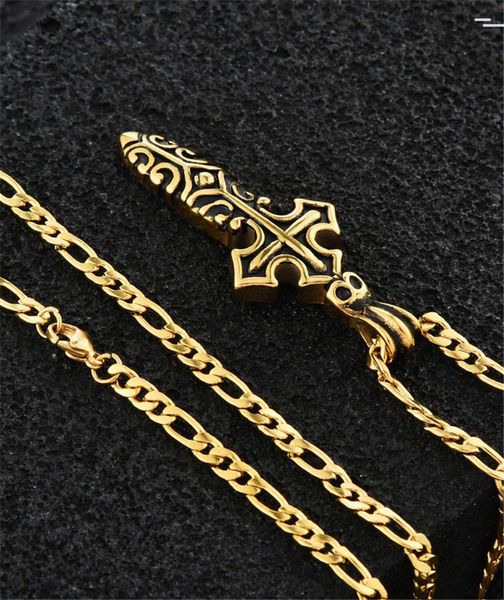 

pendant necklaces 316l stainless steel men's black cross punishment necklace design retro titanium punk hip hop no fade, Silver