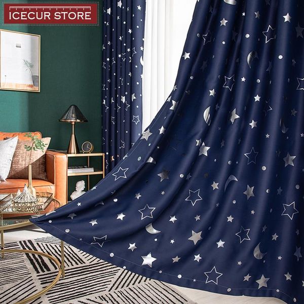 

curtain & drapes icecur silver stary sky printed kids blackout curtains for bedroom living room window blinds simple modern custom