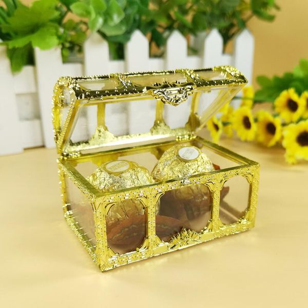 

gift wrap 12pcs/lot creative treasure box shape wedding birthday party candy plastic hollow chocolate