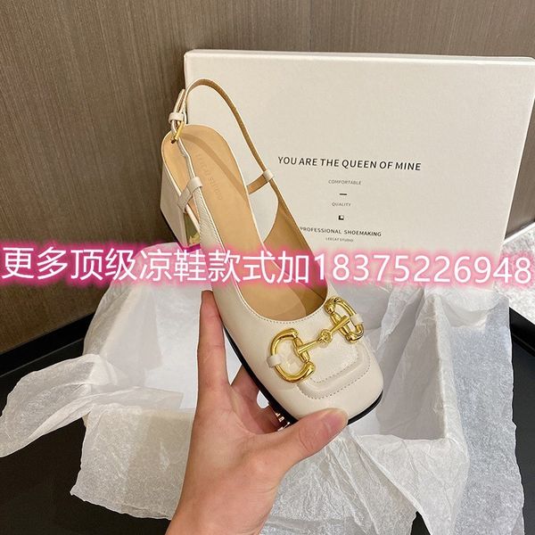 

sandals slippers french buckle high heel single shoes new white square head thick heel mary jane sandals for women in spring 2021 zly, Black