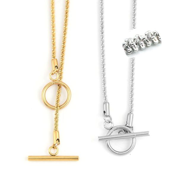 

chokers women exquisite bing chain toggle clasp girl cool babysbreath short necklace stainless steel jewelry, Golden;silver