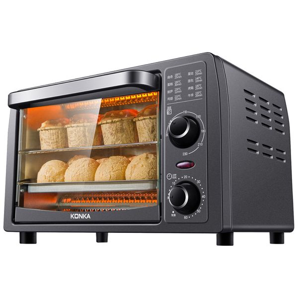 KONKA Elektroofen 13T1WE 13L Multifunktionaler Mini-Ofen Bratpfanne Backmaschine Haushaltspizzamaschine Obstgrill Toaster Öfen