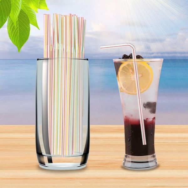 

drinking straws 600 pack disposable flexible plastic striped multi color rainbow bendy straw bar accessories