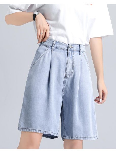 

women's jeans wywan streetwear waist wide leg denim shorts for women 2021 jean summer korean style loose short, Blue
