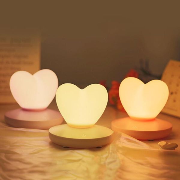 

novelty items led touch control table lamp usb rechargable romantic love heart shape decoration light children bedroom bedside