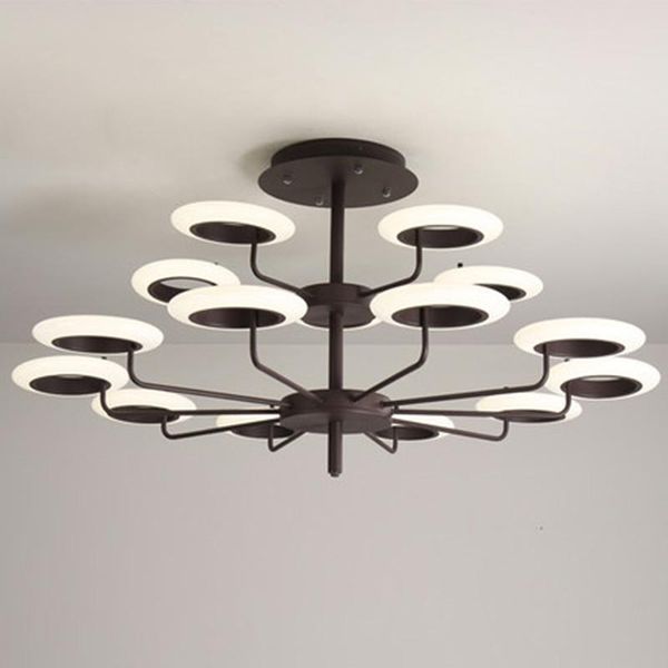 

pendant lamps post modern led lights arrival iron art lampshade multi round loop acrylic droplight foyer lighting fixture