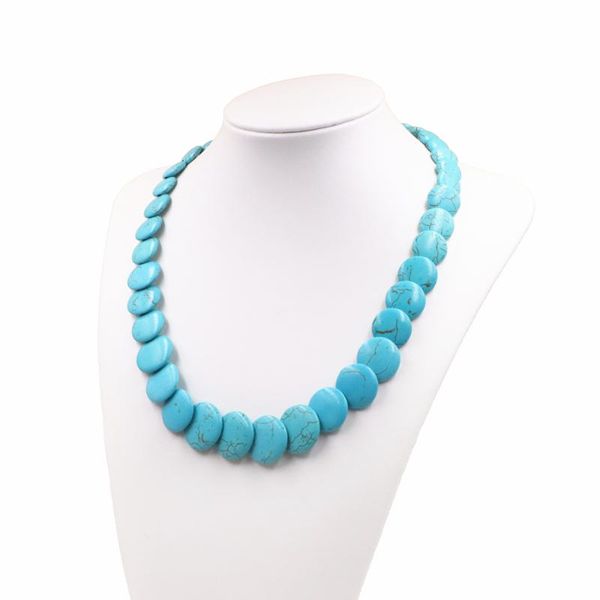 

colors turquoises stone necklace jewelry statement women boho tower chain choker simple necklaces female gifts b351 chokers, Golden;silver