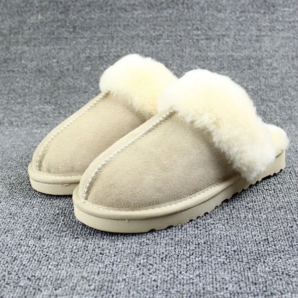 

slippers in sheep and one home leather warm wool cotton fur slides furry sli ozzx, Black