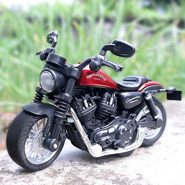 

1: 14 alloy toy motorcycle model recoil car acousto-optic locomotive children's boy collection ornaments