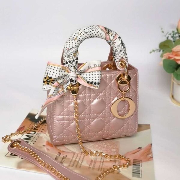 

three four grid sheepskin lingge daifei small square chain strap portable messenger bag women pearl powder gold buckle crossbody bag ysj