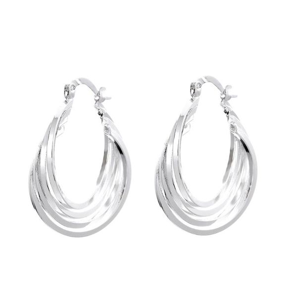 

sterling silver earrings multilayer round woman glamour jewelry engagement gift hoop & huggie, Golden;silver