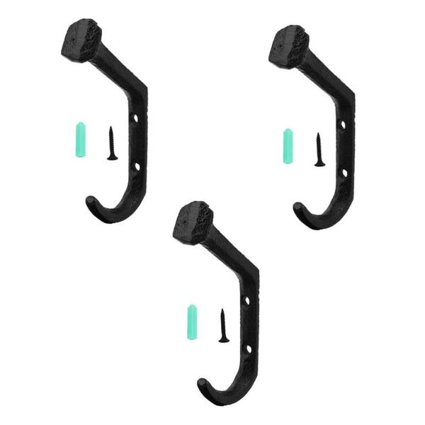 

hooks & rails 3pcs wall-mounted hook vintage nail shape wall hanging cast iron hanger